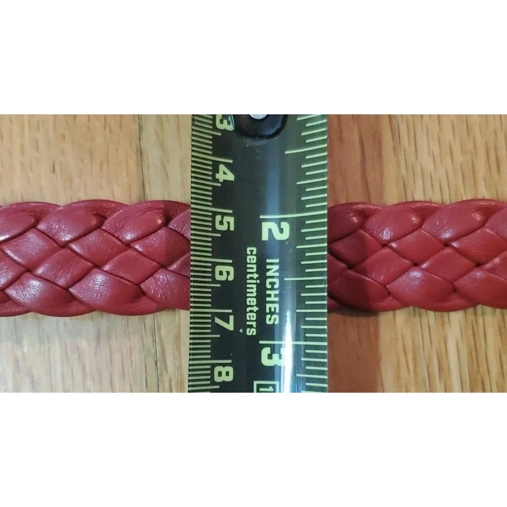 Vintage Ginnie Johansen Designs Dallas TX‎ Braided Red Leather Waist Belt Sz S/M